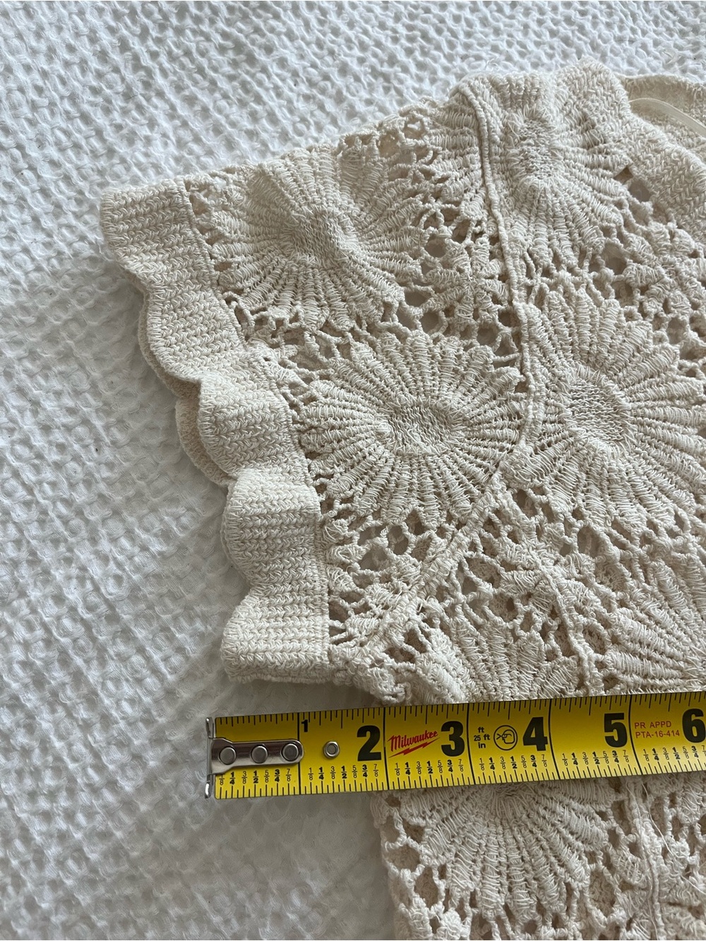 Rebellion Cream Crochet Button Front Crop Top 100% Cotton | Small - Cottagecore - Picture 12 of 12